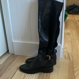 Tory Burch black knee high leather and suede boots